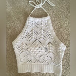 Olivaceous White Ribbed Sleeveless Crop Tank